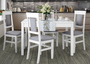 Wei�er Esstisch 75 x 120 mit vier Polsterst�hlen in wei�-grau Massivholz Kiefer 90.70-51AW-Set25