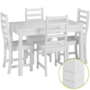 Sch�ne Essgruppe mit Tisch und 4 St�hlen in kiefer Massivholz waschwei� 90.70-51 B W-Set 21