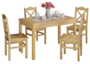 Sch�ne Essgruppe mit Tisch und 4 St�hlen in kiefer Massivholz natur 90.70-51 C-Set 20