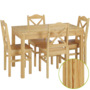 Sch�ne Essgruppe mit Tisch und 4 St�hlen in kiefer Massivholz natur 90.70-51 C-Set 20