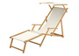 Holz-Liegestuhl Natur mit viel Zubeh�r nach Wahl Stofffarbe wei� V-10-303N