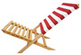 Klappstuhl Strandstuhl Anglerstuhl Gartenstuhl Stuhl zum Zusammenstecken rot-wei�em Bezug V-10-353