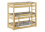 Dreier-Stockbett f�r drei erwachsene Personen 80x200 Kiefer massiv natur Zubeh�r w�hlbar V-60.03-08