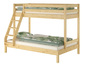 Doppel-Etagenbett 120x200 und 80x200 Erwachsenen-Stockbett Kiefer Massivholz natur V-60.18-08-12