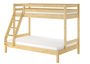 Doppel-Etagenbett 120x200 und 80x200 Erwachsenen-Stockbett Kiefer Massivholz natur V-60.18-08-12