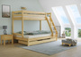 Doppel-Etagenbett 120x200 und 80x200 Erwachsenen-Stockbett Kiefer Massivholz natur V-60.18-08-12
