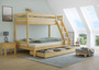 Doppel-Etagenbett 120x200 und 80x200 Erwachsenen-Stockbett Kiefer Massivholz natur V-60.18-08-12