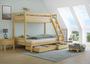 Doppel-Etagenbett 120x200 und 80x200 Erwachsenen-Stockbett Kiefer Massivholz natur V-60.18-08-12
