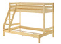 Doppel-Etagenbett 120x200 und 80x200 Erwachsenen-Stockbett Kiefer Massivholz natur V-60.18-08-12