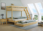 Doppel-Etagenbett 120x200 und 80x200 Erwachsenen-Stockbett Kiefer Massivholz natur V-60.18-08-12