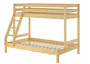 Doppel-Etagenbett 120x200 und 80x200 Erwachsenen-Stockbett Kiefer Massivholz natur V-60.18-08-12