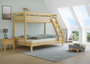 Doppel-Etagenbett 120x200 und 80x200 Erwachsenen-Stockbett Kiefer Massivholz natur V-60.18-08-12