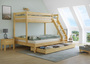 Doppel-Etagenbett 140x200 und 90x200 Erwachsenen-Stockbett Kiefer Massivholz natur V-60.18-09-14