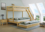 Doppel-Etagenbett 140x200 und 90x200 Erwachsenen-Stockbett Kiefer Massivholz natur V-60.18-09-14