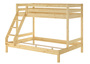Doppel-Etagenbett 140x200 und 90x200 Erwachsenen-Stockbett Kiefer Massivholz natur V-60.18-09-14