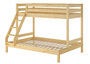 Doppel-Etagenbett 140x200 und 90x200 Erwachsenen-Stockbett Kiefer Massivholz natur V-60.18-09-14
