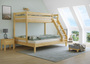 Doppel-Etagenbett 140x200 und 90x200 Erwachsenen-Stockbett Kiefer Massivholz natur V-60.18-09-14