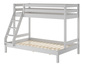 Modernes 3er-Bett 90x200 und 140x200 Erwachsenen-Stockbett Kiefer Massivholz hellgrau V-60.18G-09-14