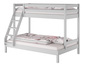 Modernes 3er-Bett 90x200 und 140x200 Erwachsenen-Stockbett Kiefer Massivholz hellgrau V-60.18G-09-14