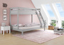 Modernes 3er-Bett 90x200 und 140x200 Erwachsenen-Stockbett Kiefer Massivholz hellgrau V-60.18G-09-14