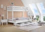 Doppel-Etagenbett 120x200 und 80x200 Erwachsenen-Stockbett Kiefer Massivholz wei� V-60.18W-08-12