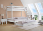 Doppel-Etagenbett 120x200 und 80x200 Erwachsenen-Stockbett Kiefer Massivholz wei� V-60.18W-08-12