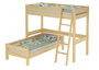 Hochbett f�r Kinder + Einzelbett 90x200 Kinderbett Stockbett Kiefer massiv V-60.20-09-2-20Z
