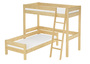 Hochbett f�r Kinder + Einzelbett 90x200 Kinderbett Stockbett Kiefer massiv V-60.20-09-2-20Z