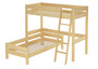 Hochbett f�r Kinder + Einzelbett 90x200 Kinderbett Stockbett Kiefer massiv V-60.20-09-2-20Z