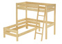 Hochbett f�r Kinder + Einzelbett 90x200 Kinderbett Stockbett Kiefer massiv V-60.20-09-2-20Z