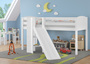 Sch�nes Spielbett f�r Kinder mit Rutsche 90x200 Kiefer wei� V-60.21W-09
