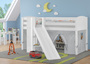 Sch�nes Spielbett f�r Kinder mit Rutsche 90x200 Kiefer wei� V-60.21W-09