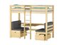 Hochbett mit Sitzbank und Tisch, Holzhochbett Kinder 90x200 cm w�hlbares Zubeh�r V-60.22-09