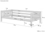 Gem�tliches Kinderbett mit dreiseitiger Sicherung 90x200 cm Kiefer wei� V-60.29-09W