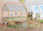 Bodenbett mit Himmel u.Fallschutz Hausbett Kinderhaus 90x200 Bett Kiefer mass. weiteres Zubeh�r w�hlbar V-60.58-09 
