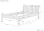 Wei�es, breites Einzelbett 120x200 Kiefer massiv V-60.61W-12