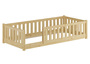 Kinderbett, Bodenbett mit dreiseitiger Sicherung 80x180 Kiefer natur lackiert V-60.77-08-180