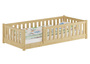 Kinderbett, Bodenbett mit dreiseitiger Sicherung 80x180 Kiefer natur lackiert V-60.77-08-180