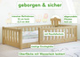 Kinderbett, Bodenbett mit dreiseitiger Sicherung 80x180 Kiefer natur lackiert V-60.77-08-180