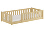 Kinderbett, Holzbett 90x200 mit Rundumsicherung Kiefer natur lackiert V-60.77-09