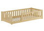 Kinderbett, Holzbett 90x200 mit Rundumsicherung Kiefer natur lackiert V-60.77-09