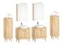 Badezimmerm�bel-Set Eiche-Dekor Spiegelschrank Waschtisch Badschrank mit F��en V-90.59F-03