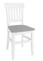 Klassischer wei�er Holzstuhl aus massiver Kiefer, Sitzpolster grau V-90.71-27W-P21