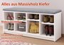 Moderne Holzbank als Schuhregal in zwei Gr��en 110 oder 83 cm Kiefer massiv wei� V-90.80W-03