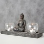 FeineHeimat Windlicht Buddha Figur sitzend 17x32 cm - Spirituelle Gartendekoration