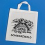 FeineHeimat Baumwolltasche mit Schwarzwald Uhr Motiv 100% Baumwolle 38x42 cm