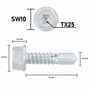 SCREW REBEL Sechskant-Bohrschraube SW10 + TX25 - Ru verzinkt - mit Bremsrippen - Bohrleistung 6 mm - �hnlich DIN 7504