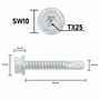 SCREW REBEL Sechskant-Bohrschraube SW10 + TX25 - Ru verzinkt - mit Bremsrippen - Bohrleistung 6 mm - �hnlich DIN 7504