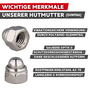 DIN 986 Sechskant-Hutmutter - selbstsichernd - Edelstahl A2-70 - mit Polyamid-Einsatz - rostfrei