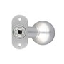 Alu Kugelknopf K4 - festdrehbar - auf ovaler Rosette - Aluminium naturfarben eloxiert - Vierkant 8 mm